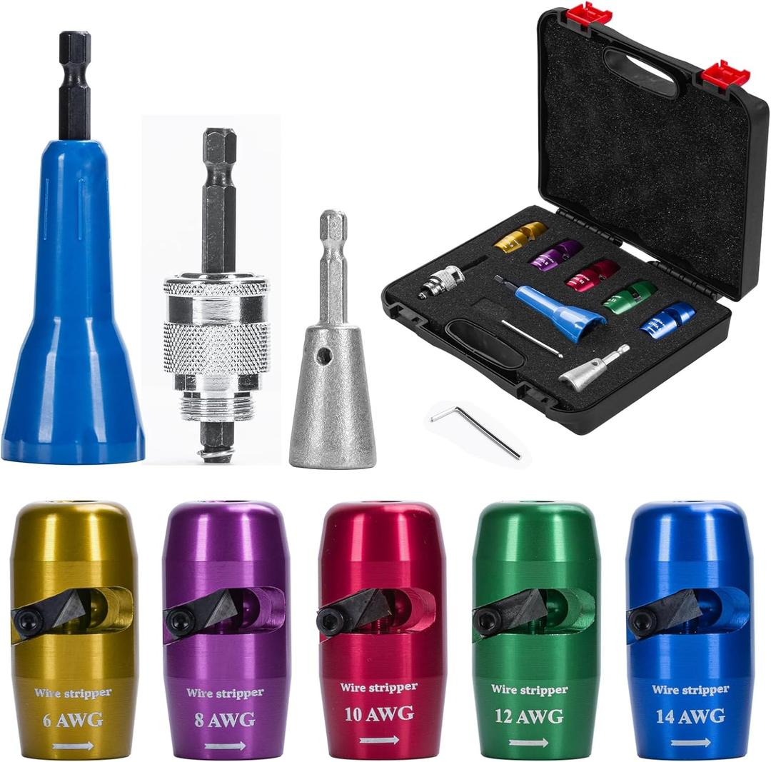 Wire Stripper Twister Tool for Drill, 2025 Upgraded Wire Stripping Tool & Wire Twisting Connector for Cutters 6-14 AWG, 8 In 1 Professional Electrician Wire Nut Twister Stripping and Twisting Tool
