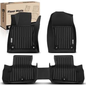 YHTAUTO Floor Mats Compatible with 2014-2017 Infiniti Q50, TPE Floor Liners All-Weather Protection Custom Fit, 1st & 2nd Row, Set of 3 Black