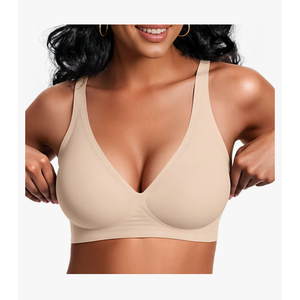Vertvie Jelly Wireless Bras for Women Push Up Plunge Seamless T-Shirt Bras No Underwire Supportive Full Coverage Bralettes, 3XL