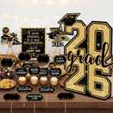 2026 Graduation Candy Buffet Decorations, Black Gold Graduation Candy Bar Signs and Food Labels Set with 2026 Cardstock Standee for Grad Party Dessert Table