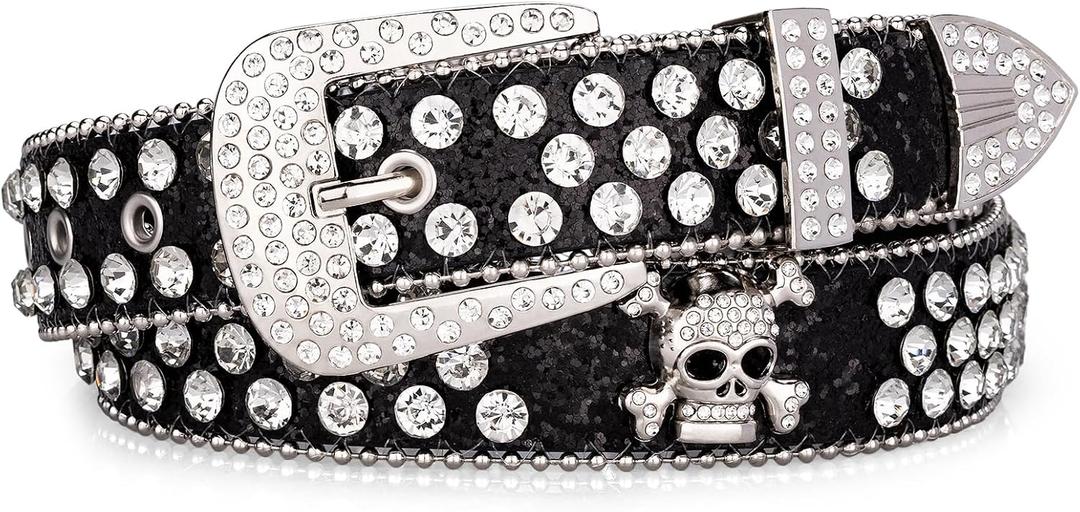Bling Western Belts For Woman,Sparkly Rhinestone Bb Belt for Men Women Cowboys and Cowgirls