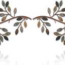 Hotop 2 Pieces Metal Tree Leaf Wall Decor Vine Olive Branch Leaf Wall Art Wrought Iron Scroll Sculptures Above the Bed, Living Room, Outdoor Decoration(Classic Style,Classic Color)