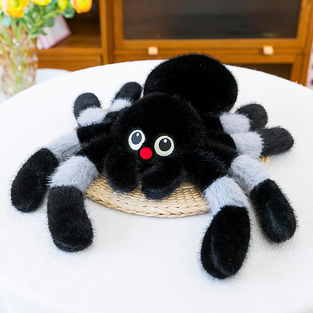 XItbyja Soft Jumping Spider Plush Toy 11.8'' Spider Stuffed Animal Cute Spiders Plushie Pillow Doll Gift - Adorable Spiders Stuffy for Girls Kids Boys and Adults-Grey (Small, Light Gray)