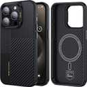 BENKS Montage Shockproof Case for iPhone 15 Pro 6.1'' Compatible with Magsafe, Integrated 600D and 1500D Aramid Fiber, Built with Dupont Kevlar, Minimalist Protective Cover for iPhone 15 Pro Black