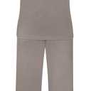 2 Piece Sets for Women Summer Lounge Set Wide Leg Pants Matching Casual Vacation Travel Outfits Beach Clothing(Dark Khaki, XXL)