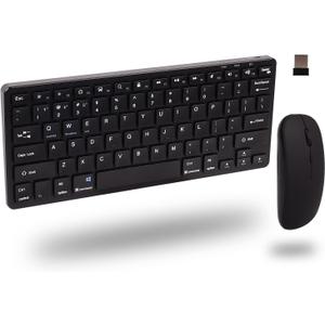 Wireless Keyboard and Mouse, 2.4G Ergonomic Bluetooth Keyboard and Mouse Set, Silent Rechargeable Wireless Keyboard and Mouse Slim for Windows, Mac, PC, Laptop, Tablet - Black, Gift for Kids Adults