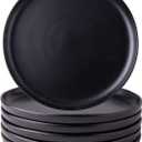AmorArc Ceramic Dinner Plates Set of 6, Wavy Rim 10.25 Inch Stoneware Dish Set, Dinnerware Plates for Kitchen-Microwave&Dishwasher Safe, Scratch Resistant-Reactive Glaze Matte Black