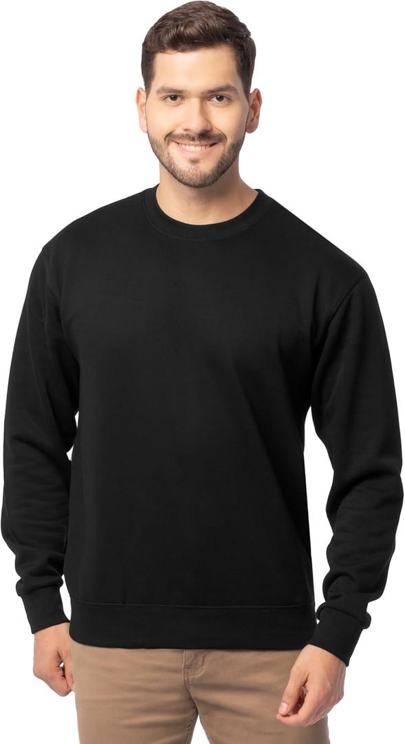 Fruit of the Loom Men's Eversoft Fleece Crewneck Sweatshirts, Moisture Wicking & Breathable, Sizes S-4x (Black)