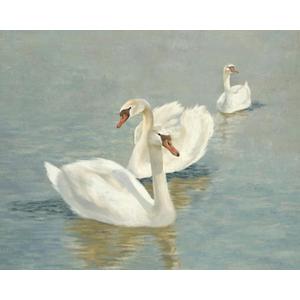 ArtXO Swan Wall Art Canvas Vintage Wall Decor Animal Decorative Painting, Rustic Farmhouse French Country Decor for Gallery Bedroom Living Room Office 8x10in Unframed, White