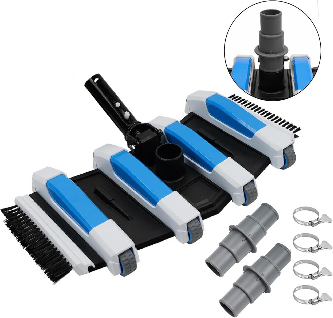 Enhanced Pool Vacuum Head with Direction-Control Swivel Handle Kit Included 2X 1-1/4" or 1-1/2" Pool Hose Adapter Connector Coupling