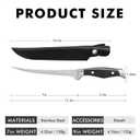 TRUSCEND Boning Knife with Protective Sheath, Razor Sharp Stainless Steel Chef Knives for Boning Filleting Trimming Skinning, Kitchen Cutlery with Ergonomic Anti-slip Handle (A-Black-7")