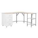 L-Shape Home Office Two-Tone Desk with Storage