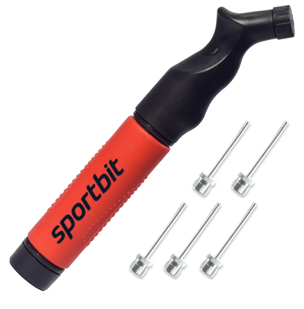 SPORTBIT Ball Pump for Sports Balls - Push & Pull Inflating System - Hand Pump for All Exercise Balls - Volleyball Pump, Basketball Inflator, Football & Soccer Ball Air Pump - Goes with 5 Needles Set