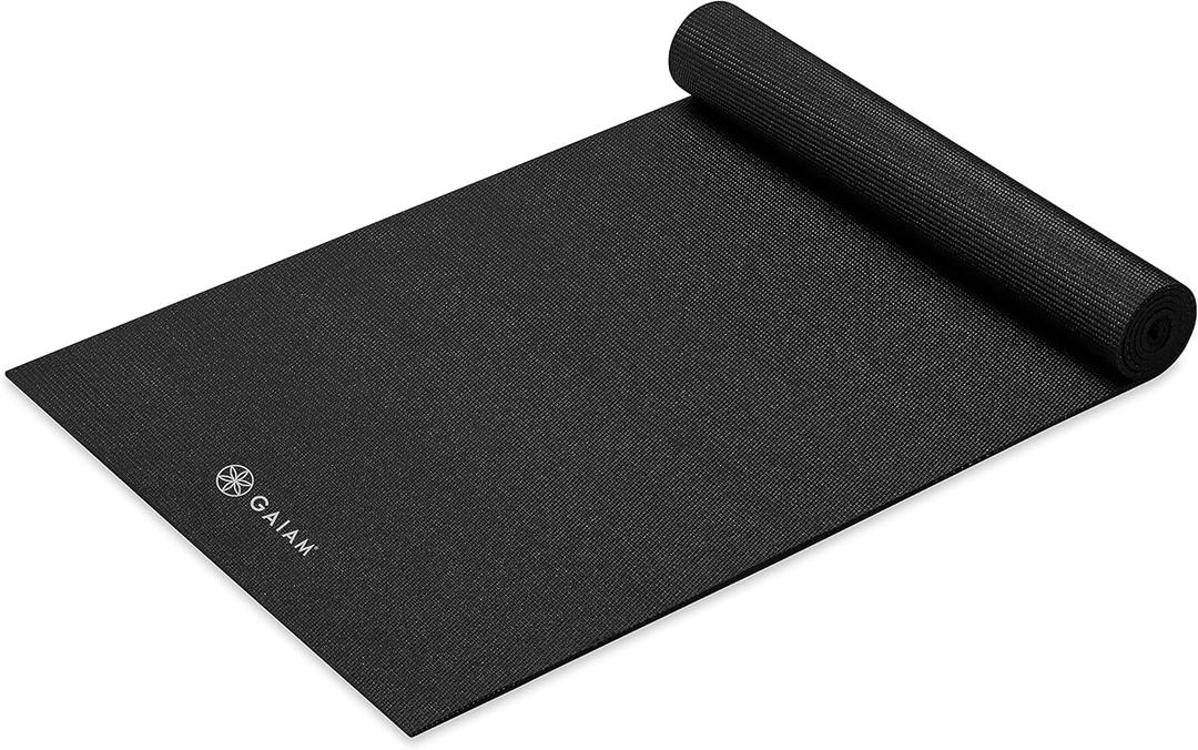 Gaiam Yoga Mat - Premium 5mm Solid Thick Non Slip Exercise & Fitness Mat for All Types of Yoga, Pilates & Floor Workouts (68" x 24" x 5mm) (Black)