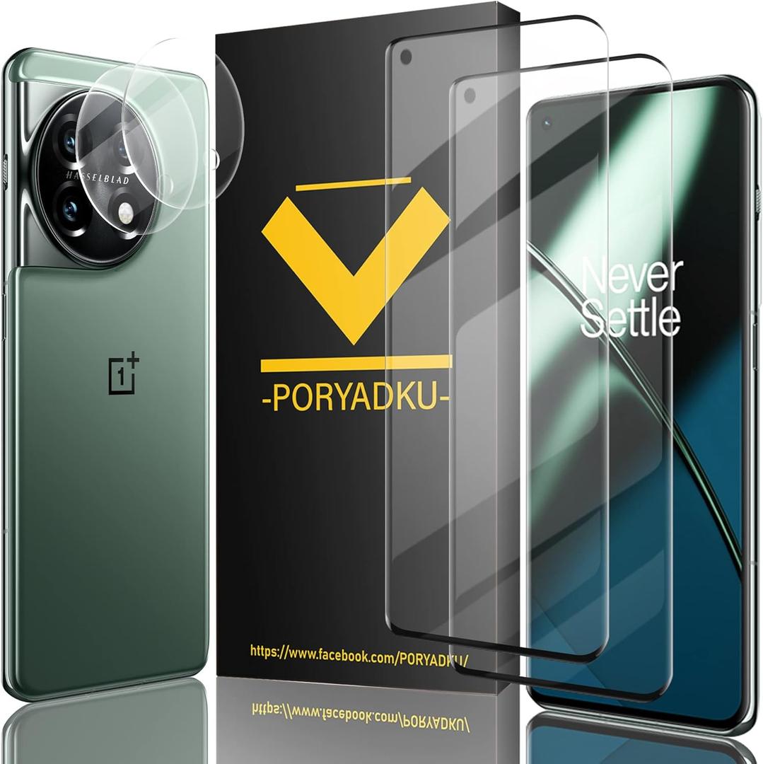 2+2 Pack for OnePlus 11 Screen Protector [6.7 inch], Camera Lens Protector, 9H Hardness, Bubble Free, HD Film