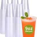 RACETOP 2000 Pack Disposable Plastic Cups 9 oz, Plastic Cups Bulk, Clear Cold Drinking Party Cups, ideal for Wedding,Thanksgiving, Christmas Party