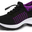 STUNAHOME Orthopedic Sneakers Breathable Women Walking Shoes Slip on Trainers Women's Comfortable Casual Ladies Athletic Shoe Thick Bottom (13, Black-purple)