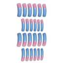 3 x Curved Nail Tips Long Blue French Tip Press on Nails Square Fake Nails False Nails with Curved Shape Designs French Manicure Glue on Nails for Women Girls 24Pcs