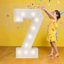 3FT Marquee Numbers, Warm White Light Up Number 7 with Display Board,Balloon Kit Decorations, DIY Pre-Cut Frames for Party, 7th Birthday, Anniversary Decor, 70th Memorable Milestones