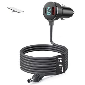 Starlink Mini Car Adapter Cable, 12V-24V USB C Charger 3-in-1 USB-C Port, USB-A Port and DC Male Connector, PD/QC Fast Charging Power Adapter with Digital Display for Trucks, RV (Style A, 16.4 FT)