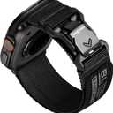 Bandletic Compatible with Apple Watch Bands for Men, Wide Soft Nylon Sport Strap with Magnetic Fidlock V-Buckle for iWatch 49mm(Ultra 3/2/1),46mm(11/10),45mm(9/8/7),44mm(SE3/SE2/SE/6/5/4),42mm(3/2/1) (Black)