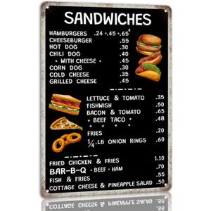 1940's Diner Menu Tin Sign Vintage Restaurant Metal Signs 50s Diner Decoration Retro Home Plaque For Kitchen Bar 8x12 Inches (P7)