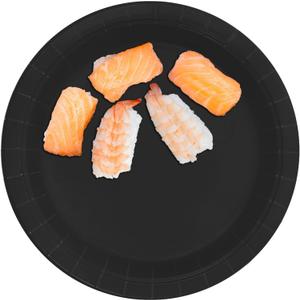 CUSINIUM 100-Pack 9" Black Paper Plates - Disposable Dinnerware for Parties & Events