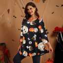 LARACE 3/4 Sleeve Shirts for Women Plus Size Tunic Dressy Top Loose Fit Flare T-Shirt (6X)