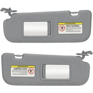Pair of Left and Right Side Gray Sun Visor Fit for Hyundai Elantra 2011-2015, Sunvisor Replacement for 852103X000TX 852203X000TX, with Makeup Mirror and with Light