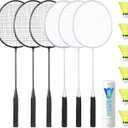 AboveGenius Badminton Rackets Set, Lightweight & Durable Badminton Set (Includes 6/12 Racquets, 6/12 Birdies), Outdoor Backyard & School Games for Adults, Teens, Families and Beginners