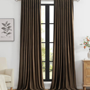 PRIMROSE Brown Polyester Velvet Curtains 84 inch Long for Living Room,Set of 2 Panels Blackout Rod Pocket Back Tab Window Treatment Room Darkening Heavy Decorative Curtains Drapes for Bedroom.