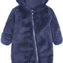 Newborn Baby Jumpsuit Hooded Fleece Rompers Long Sleeve Onesies Outwear Outfits (9-12 Months, Navy)