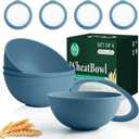 Homienly Bowls for Kitchen, Wheat Straw Bowls with Lids, Salad Container for Lunch, Unbreakable Microwave and Dishwasher Safe 40 OZ Large Bowl for Soup, Cereal, Ramen, RV, Camping, College Dorm, Blue