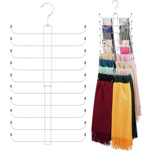 ZEDODIER Scarf Organizer Scarf Hanger for Closet, Rotatable Sturdy Hijab Holder Holds 20 Scarves, Space Saving Closet Organizers and Storage, Silver (1 Pack)