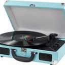 Vinyl Record Player Wireless Turntable Bluetooth 3-Speed Portable Vintage Suitcase with Built-in Speakers, Includes Extra Stylus/RCA Out/AUX IN