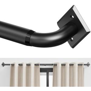 Black Curtain Rods for Windows 46 to 84 Inch, Blackout Heavy Duty Curtain Rods, Adjustable Wrap Around Curtain Rods for Bedroom, Kitchen Easy,Living Room, Easy Install