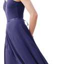 Phoeswan Dance Skirts for Women, Long Chiffon Ballet Skirt, Women's Dance Wrap Skirt with Tie (Medium, Navy Blue)