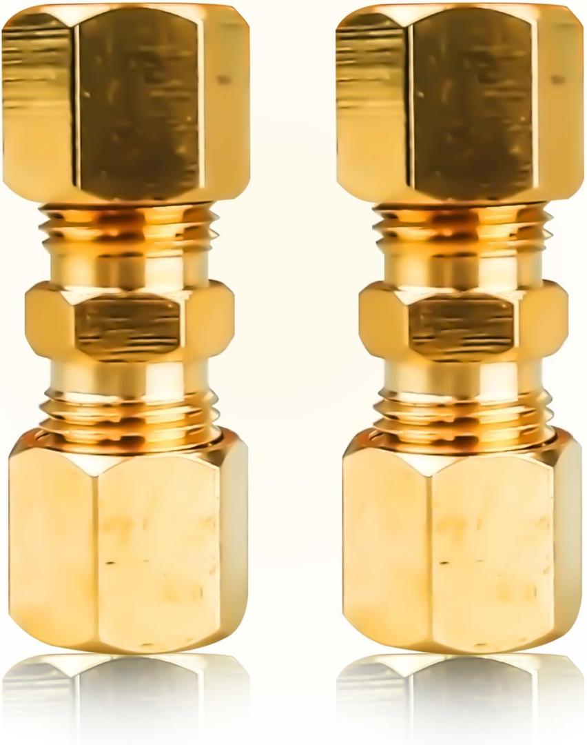 3/16 Inch OD Compression Copper Tube Union Straight Joiner Fittings for Air Gas Water