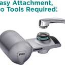 PUR Plus Horizontal Faucet Mount Filtration System with 3-in-1 Lead Reducing Filter, Water Filter for Sink, Lasts 100 Gallons, Compatible with Sinks with External Aerators, Metallic Grey
