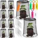 10 Pcs 11inch Chicken Wire Plant Covers,Green Wire Garden Cloches Chicken Wire Cloche Plant Protector Metal Heavy Duty Garden Plant Cloche for Keeping Bunnies Chicken Squirrels Birds Other Out (black)
