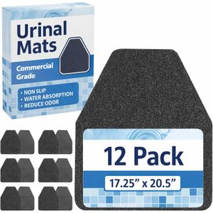 Houseables Urinal Mats, Urinal Mats for Men Bathroom, Floor Pads, Disposable Toilet Matt, for Pee, Commercial, Reusable, Urine, Splash Guard, Drip, Restroom, Mens Room, Large, Black, 17.25x20.5, 12PK