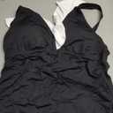 Yonique Women's Tankini Top Only Tummy Control Bathing Suit Top Ruffle Swimsuit Top V Neck Swim Tank Top No Bottom, L