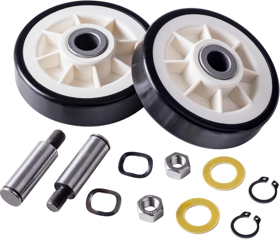 BlueStars 12001541 303373K Dryer Drum Support Roller Kit  Compatible with Maytag Crosley Jenn-Air Dryers - Replaces 303373 3-3373 Y303373 12001541VP W10116741-2 Packs