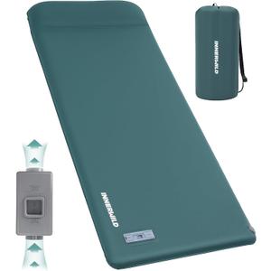 Sleeping Pad for Camping, 3.15" Thick Self Inflating Sleeping Camping Pad with Pillow&Electric Pump,Memory Foam Camping Mattress Pad, 4-Season Camp Sleeping Mat for Travel,Car,Tent,Home-Green, Single