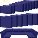 Patelai 14 Pcs Waterproof Outdoor Patio Cushion Covers Replacement 24 x 24 UV Proof Wicker Sofa Sectional Seat Slipcovers for Rattan Sectional Set Supplies, Covers Only (Midnight Blue)