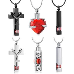 Minicremation 5Pcs Urn Necklace for Ashes for Women Heart Cross Cylinder Cremation Jewelry for ashes of Loved Ones Memorial Keepsake Pendant
