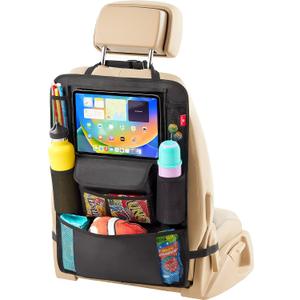 Helteko Car Seat Organizer, Ultra Version Kids Backseat Car Organizers and Storage, Waterproof Back Seat Protector Kick Mats with Tablet Holder 12 in, Car Accessories Interior and Travel Essentials. (Black)