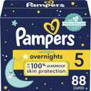 Pampers Overnight Diapers - Swaddlers Overnights - Size 5, 88 Count, Disposable Baby Diaper, Night Time Leak and Skin Protection