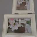 4x6 Double Picture Frame Vertical Horizontal Hinged Pine Wood Folding Photo Frame with Real Glass, Combo Display 4x6 Photos Matted to 3x5, Free-Standing Desk Tabletop or Wall Decor, White