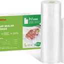 Bonsenkitchen Vacuum Sealer Bags Rolls, 11in x 50ft & 8in x 50ft Durable Food Sealer Bags, Commercial Grade, Heavy Duty, BPA Free, Seal a Meal, Great for Food Storage & Sous Vide Cooking, VB25